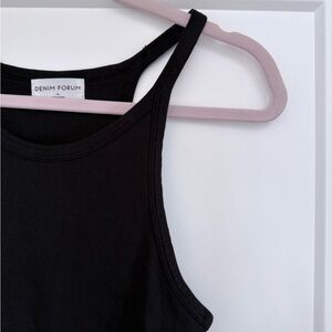 Aritzia Denim Forum Black Ribbed Tank Dress Midi | Racerback Bodycon Size M